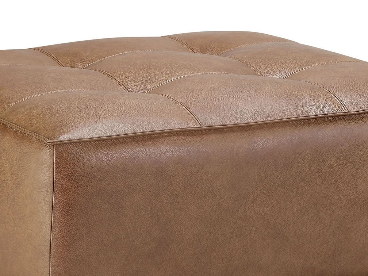 Wallingford Top Grain Leather Ottoman, Camel Default Title