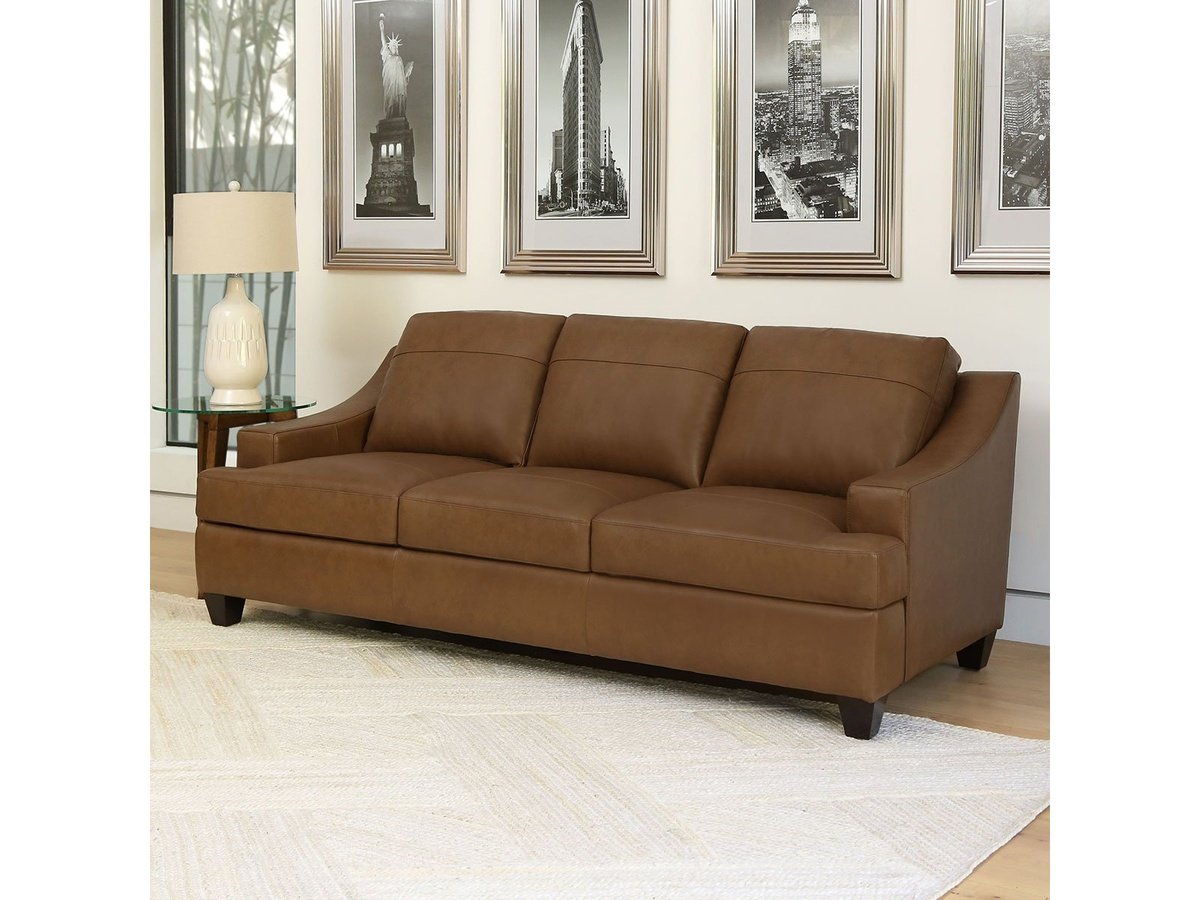Merona Leather Sofa, Camel Default Title