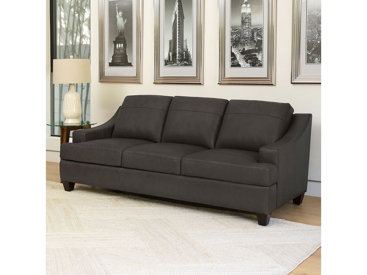 Merona Leather Sofa, Grey Default Title