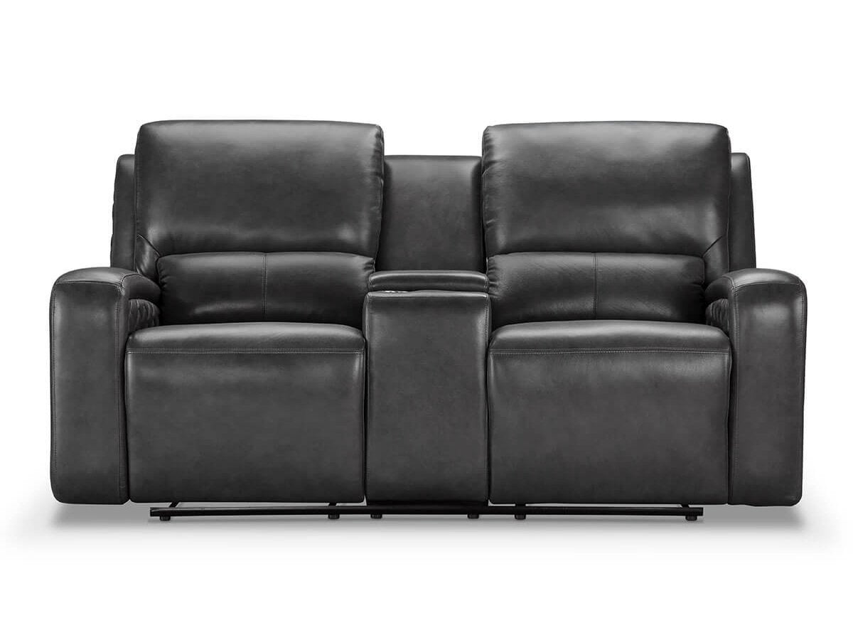 Raymond Leather Power Reclining Loveseat, Grey Default Title