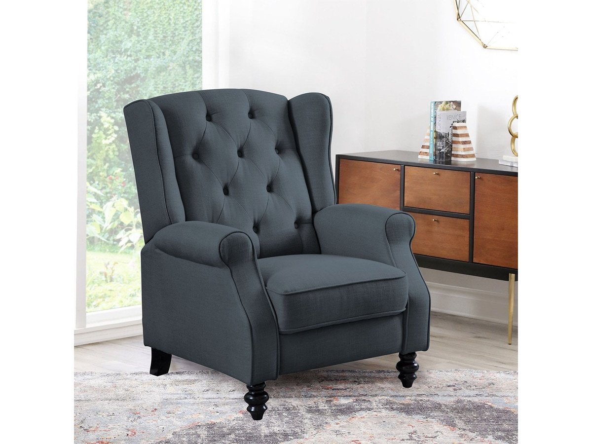 Sydney Fabric Pushback Recliner - Navy
