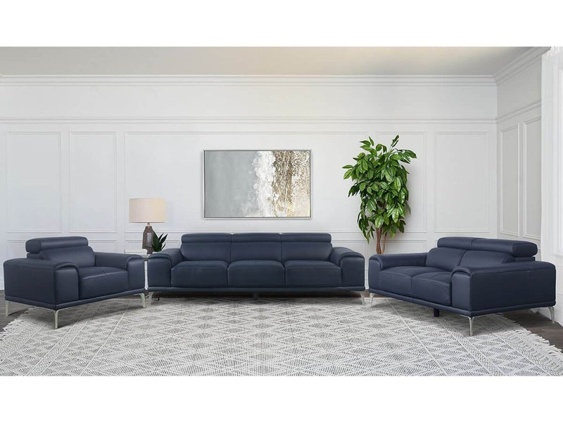 Quinton Leather Sofa, Blue Default Title