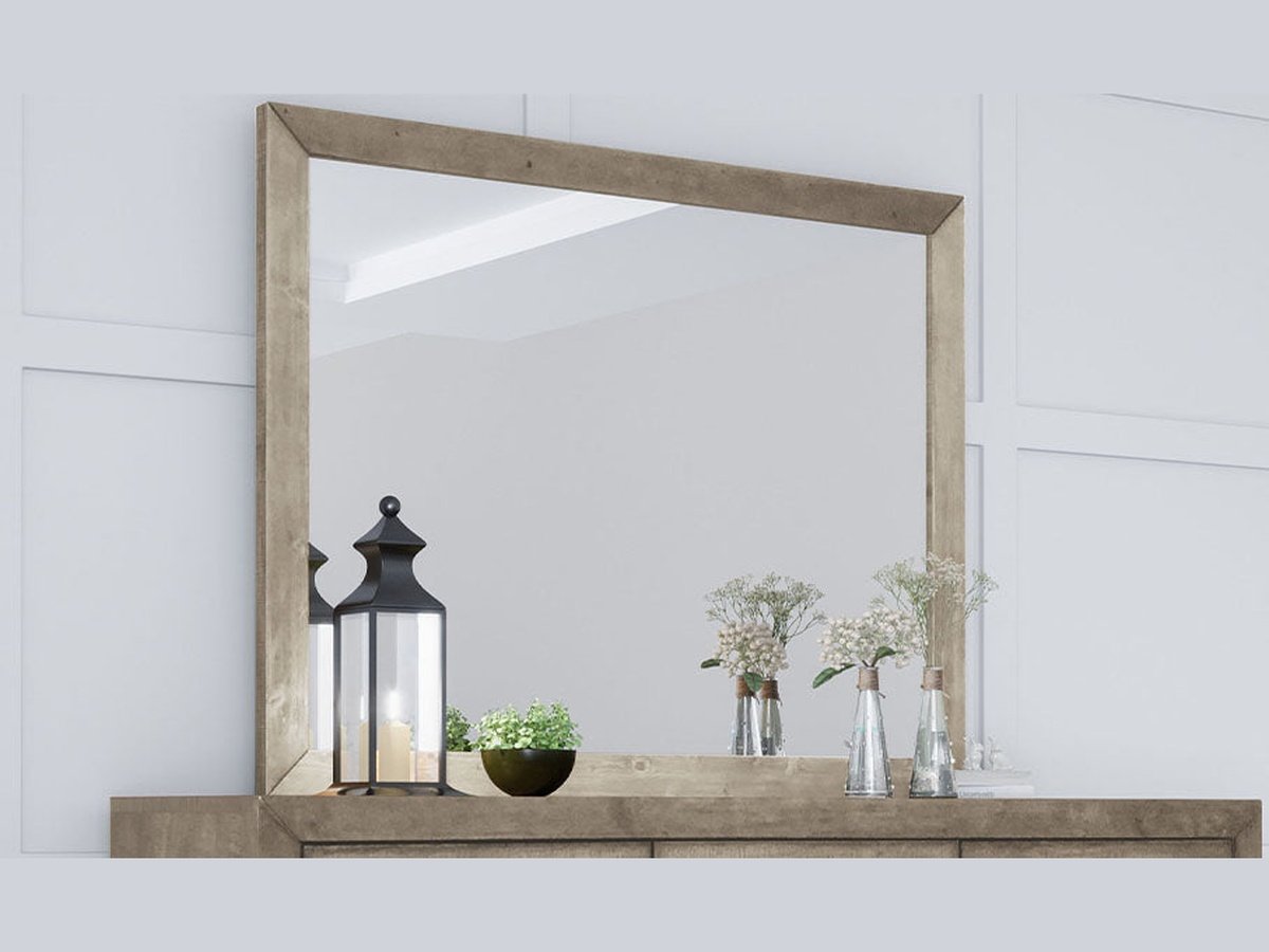 Retro Wood Frame Mirror, Grey Default Title