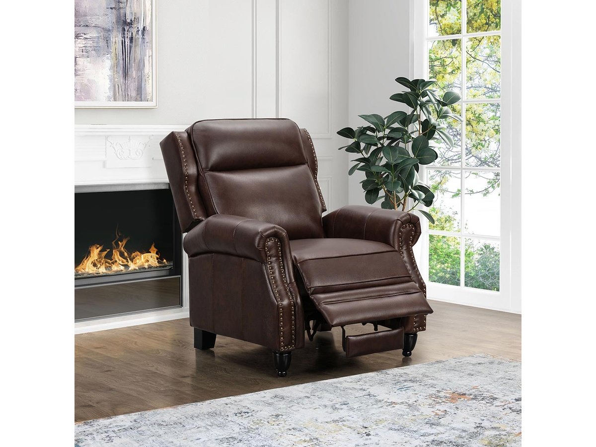 Pollenzo Leather Pushback Recliner, Brown Default Title