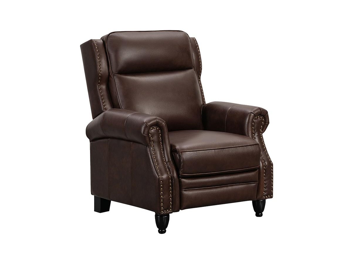 Pollenzo Leather Pushback Recliner, Brown Default Title