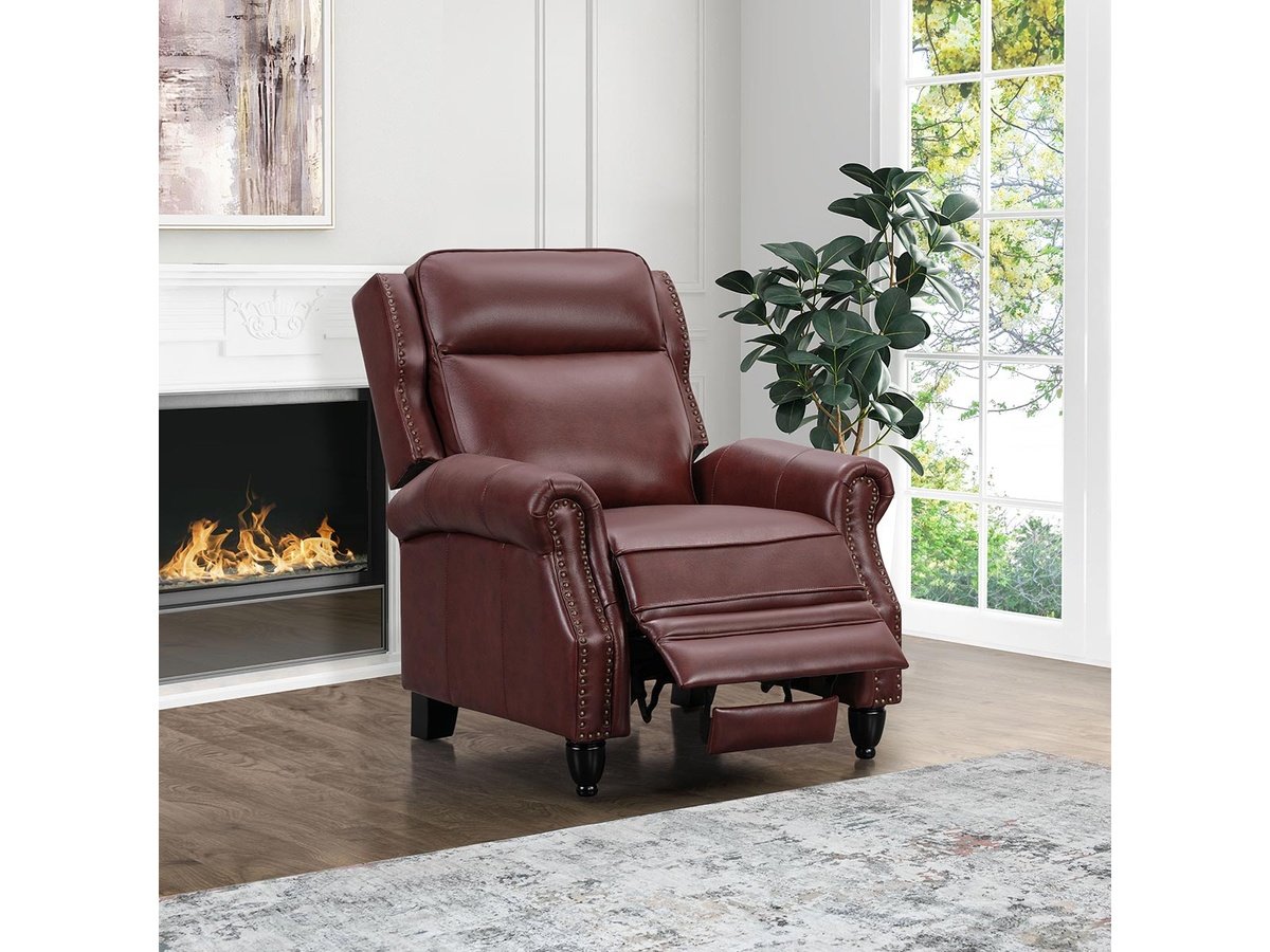 Pollenzo Leather Pushback Recliner, Red Default Title