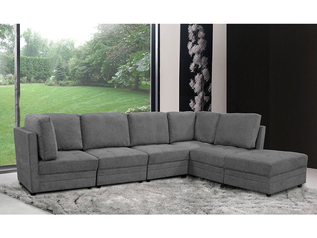 Brentwood 6-pc Fabric Modular Sectional - Dark Gray