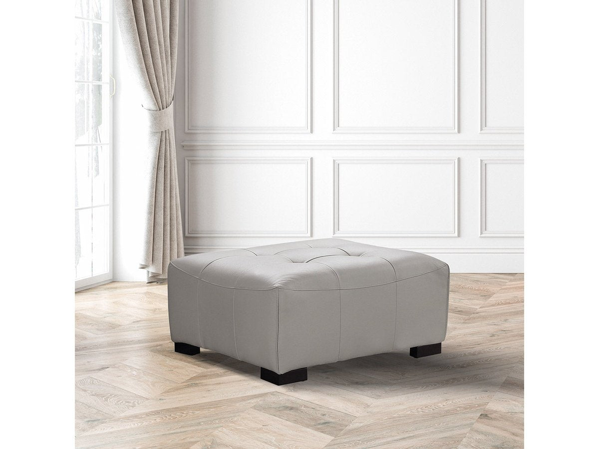 Teagan Leather Ottoman - Gray