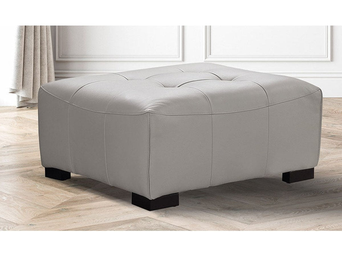 Teagan Leather Ottoman - Gray