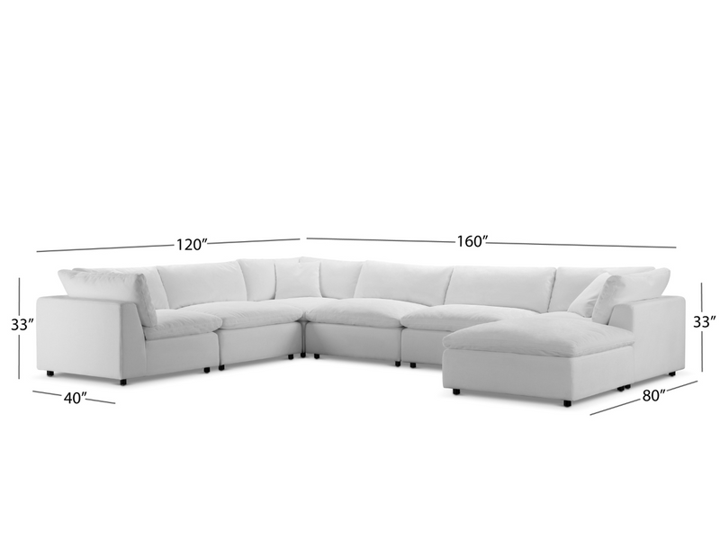 Luxe Feather and Down 7-pc L-Shaped Sectional Set