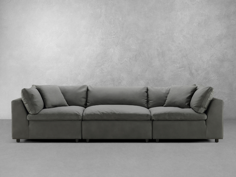 Luxe Gray Nubuck Leather 3-pc Sofa