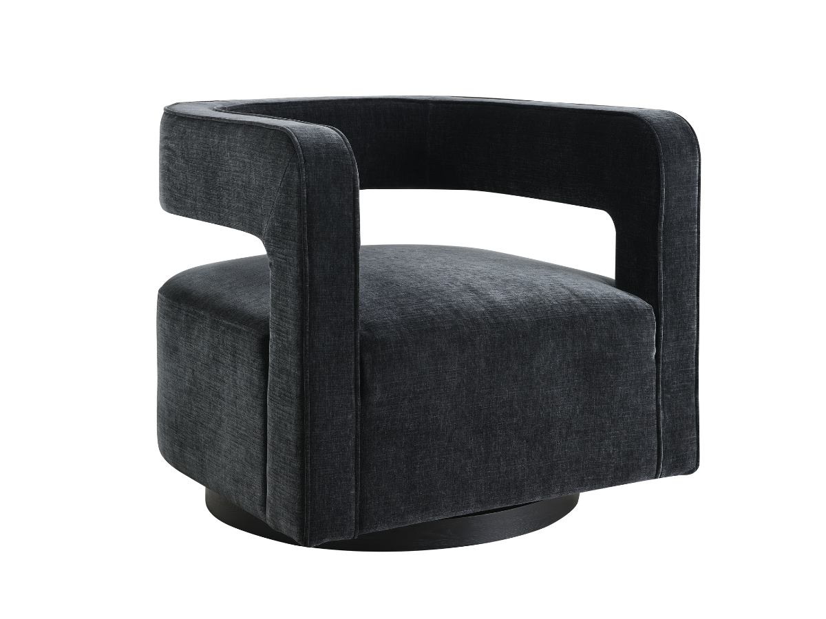 Lunar Stain-Resistant Fabric Swivel Chair - Black
