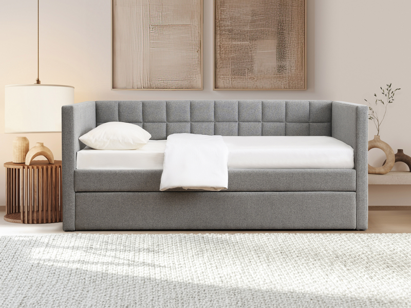 Grey upholstered daybed with trundle deals