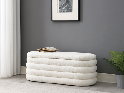 Cleo Storage Bench Ottoman - Ivory