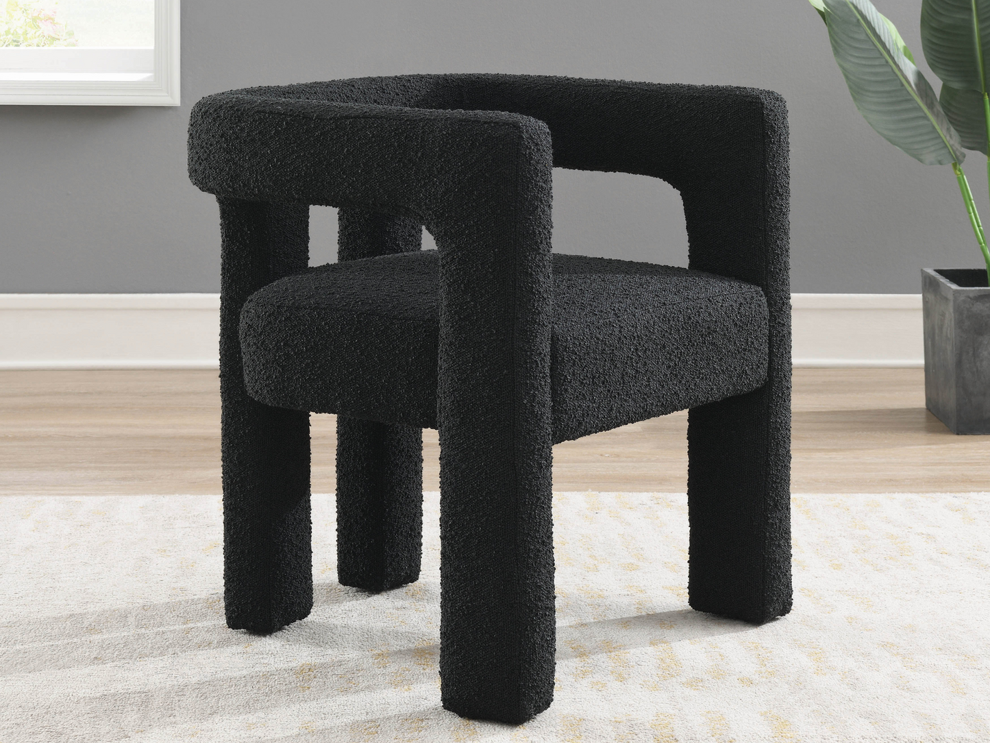 Mandy Bouclé Fabric Dining Chair - Black