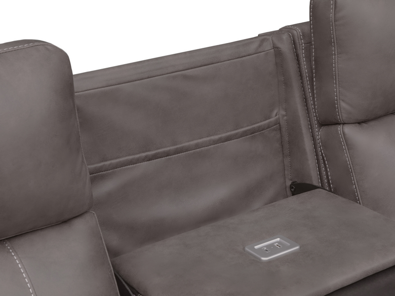 Avenger Fabric Power Reclining Sofa with Dropdown Table