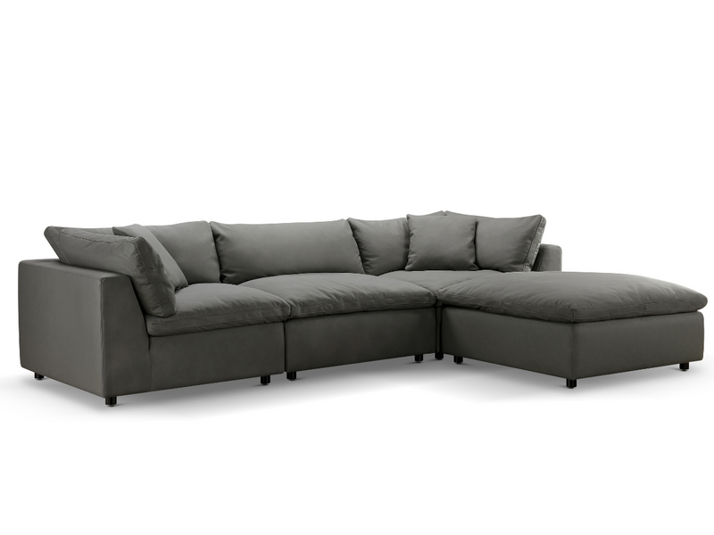 Luxe Gray Nubuck Leather 4-pc Sectional