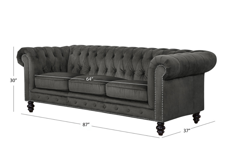 Grand Chesterfield Velvet Sofa and Loveseat Set