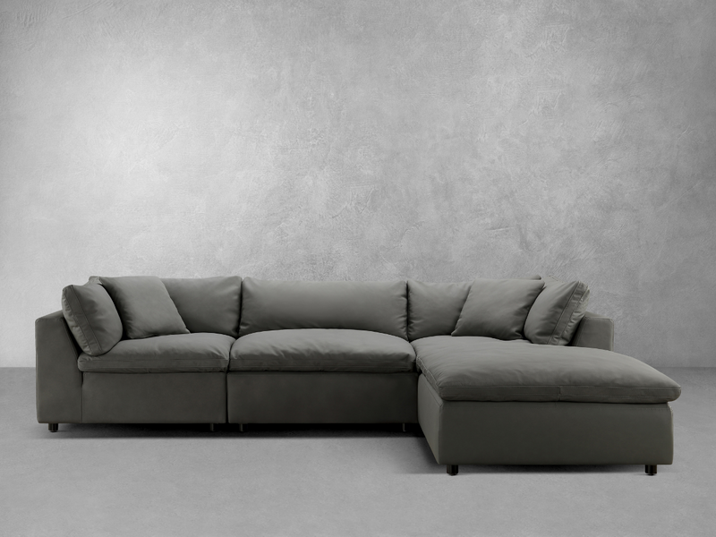 Luxe Gray Nubuck Leather 4-pc Sectional