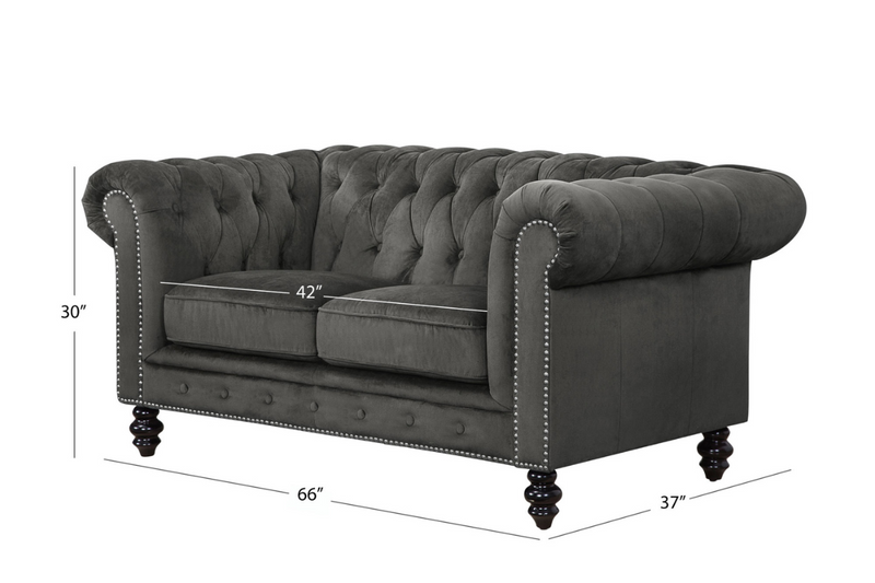 Grand Chesterfield Velvet Sofa and Loveseat Set
