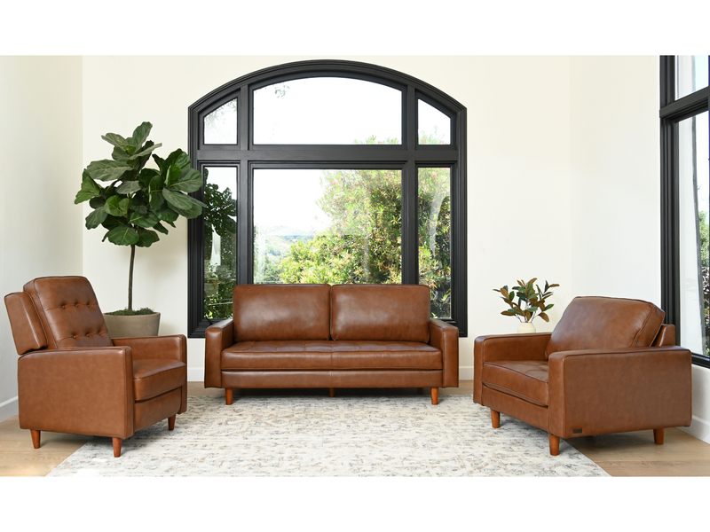 Holloway Mid-Century 3-pc Leather Set