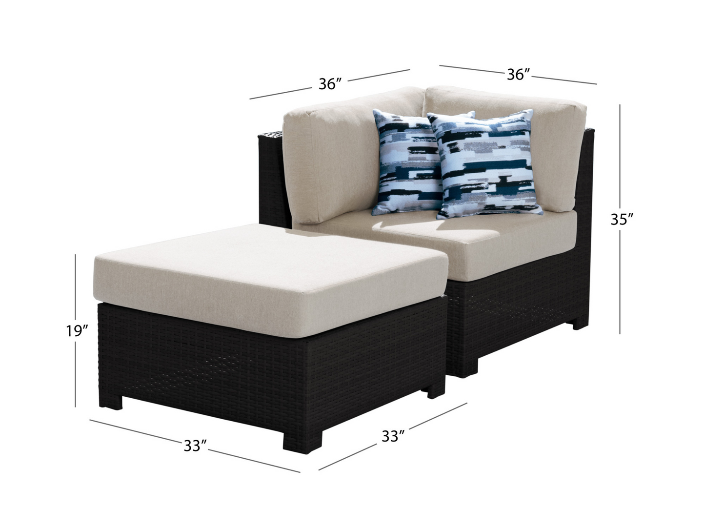 Belmont™ Modular Sectional Corner Chair + Ottoman Set - Cream