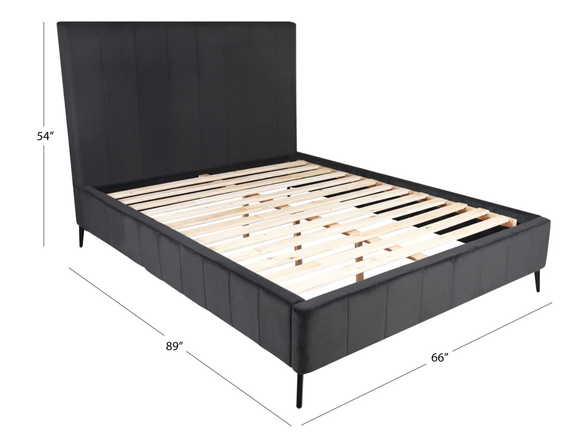 Rian Channel Upholstered Bed - Charcoal - King