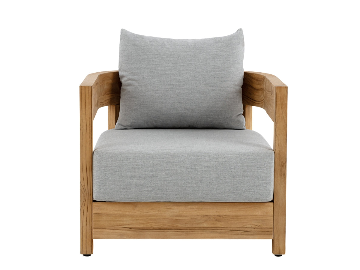 Santino® Outdoor Armchair - Gray Fabric with Teak Frame