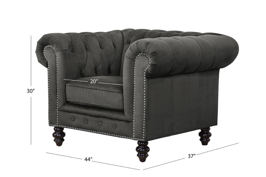 Grand Chesterfield Velvet Armchair