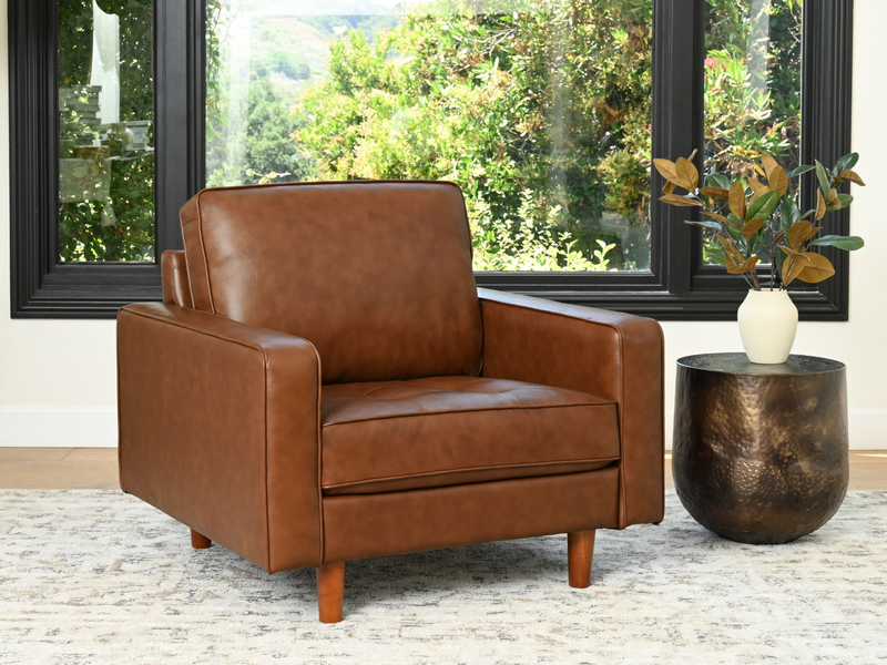 Holloway Mid-Century Leather Armchair