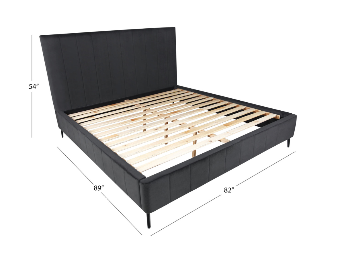 Rian Channel Upholstered Bed - Charcoal - King