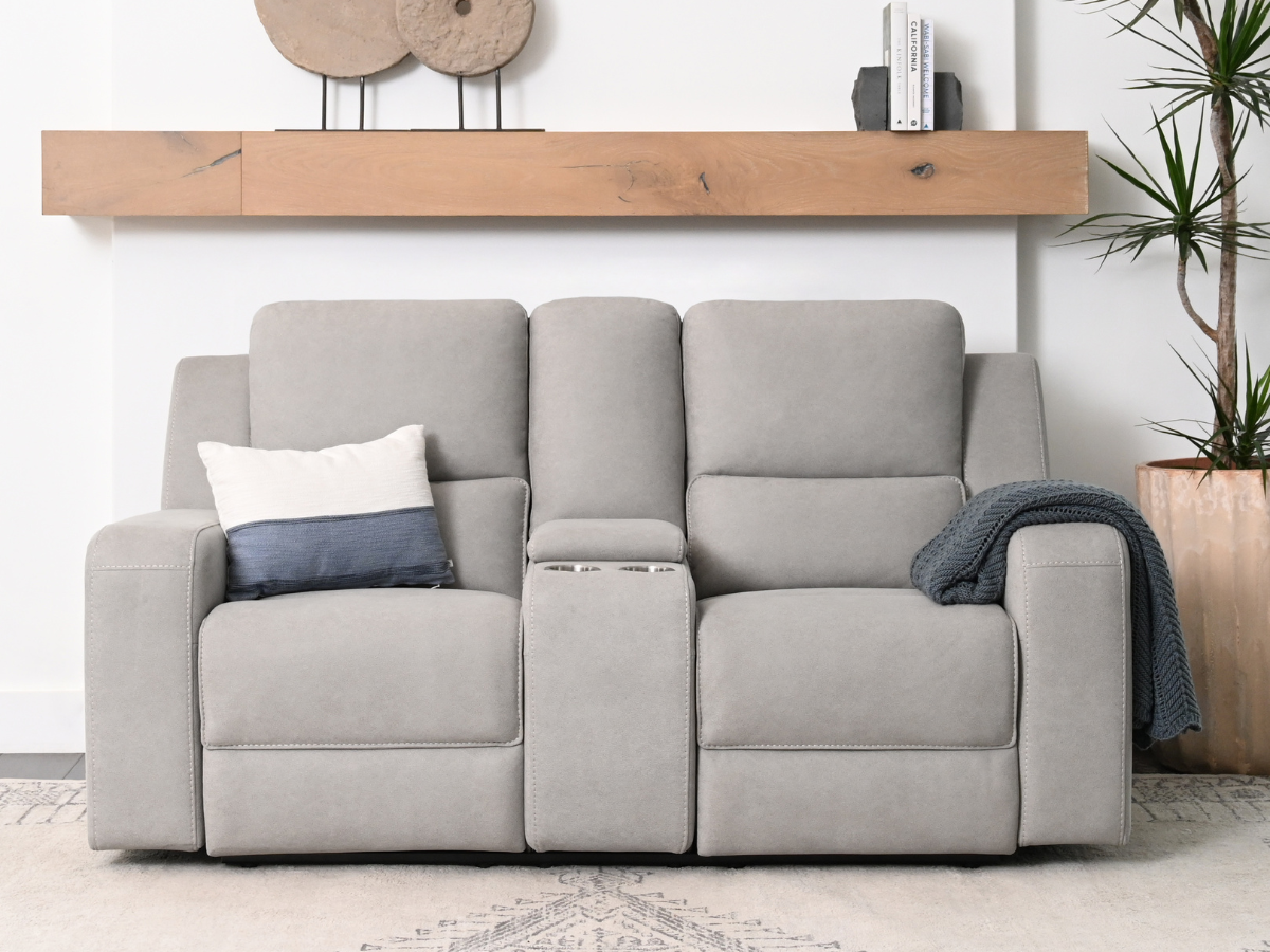 Margaret Fabric Manual Reclining Loveseat - Gray