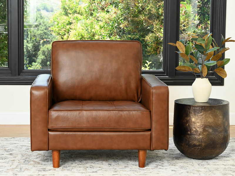 Holloway Mid Century Leather Armchair Camel