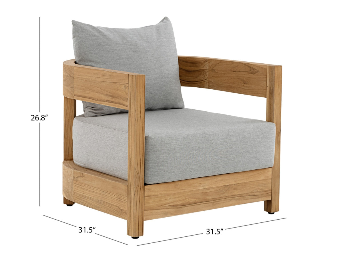 Santino® Outdoor Armchair - Gray Fabric with Teak Frame