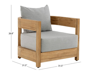 Santino® Outdoor Armchair - Gray Fabric with Teak Frame
