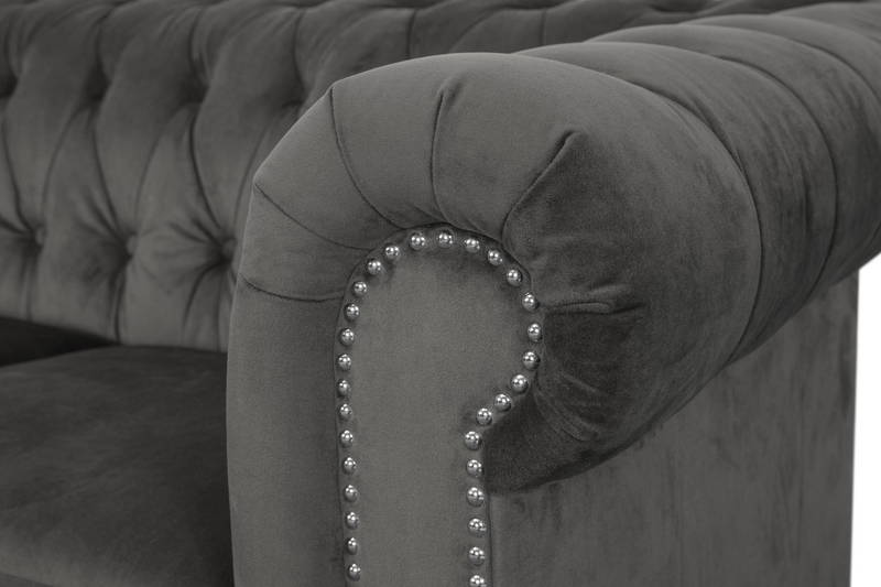 Grand Chesterfield Velvet Sofa and Loveseat Set