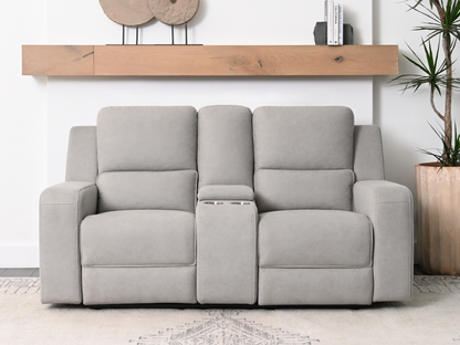 Margaret Fabric Manual Reclining Loveseat - Gray