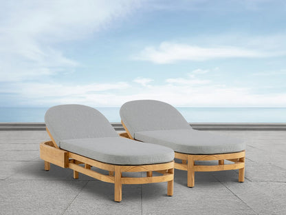 Santino® Outdoor Chaise Lounger - Gray Fabric with Teak Frame