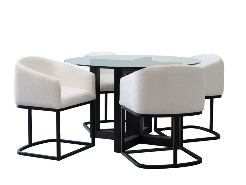 Atlas 5-pc Contemporary Dining Collection with Metal Base Chairs