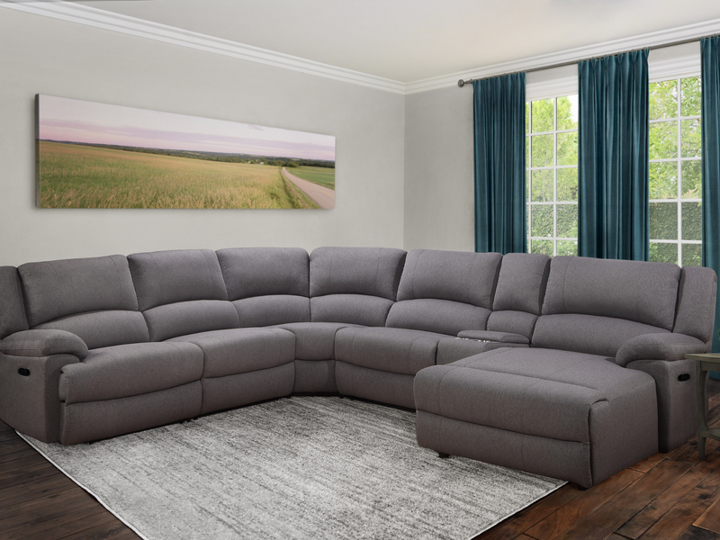 Fletcher Stain-Resistant Fabric Reclining 6 pc Sectional, Gray