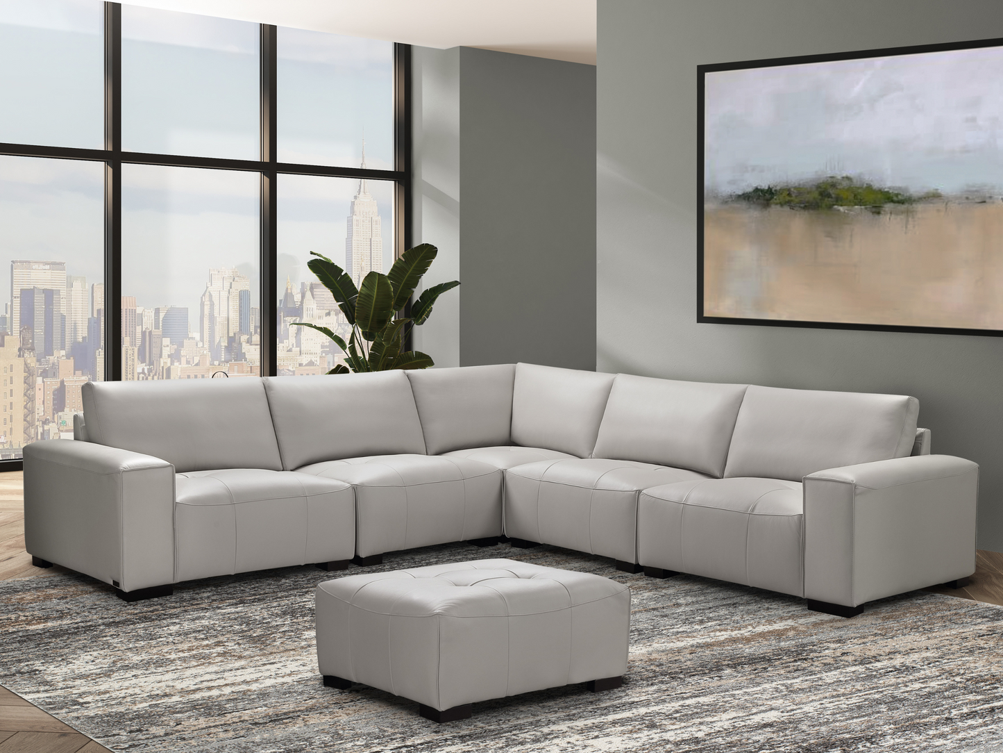 Teagan 6-pc Leather Modular Sectional