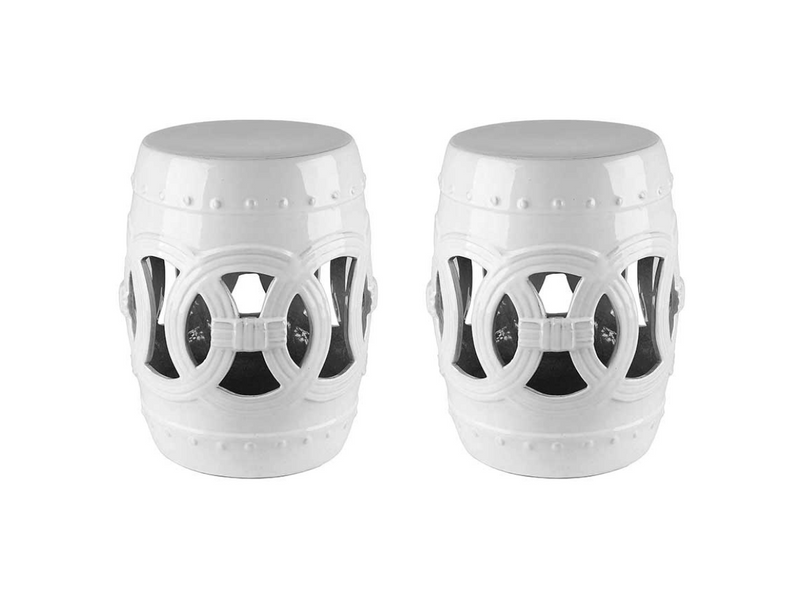Moroccan Ceramic Garden Stool Set of 2