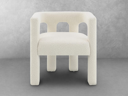 Mandy Bouclé Fabric Dining Chair - Ivory