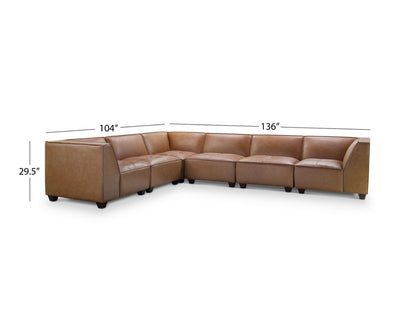 Wallingford 6-pc Modular Leather Sectional