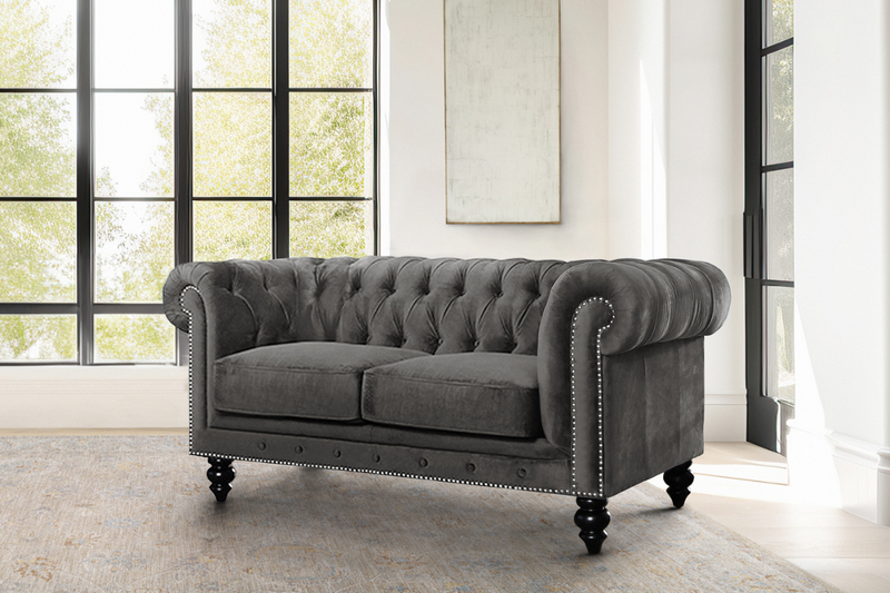 Grand Chesterfield Velvet Loveseat