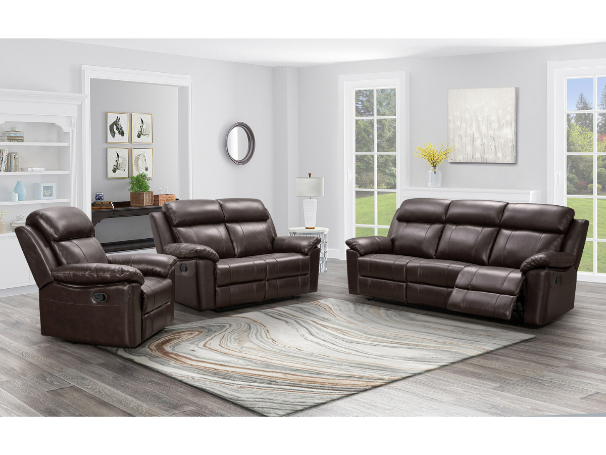 Braylen Top Grain Leather Reclining Sofa Set Abbyson