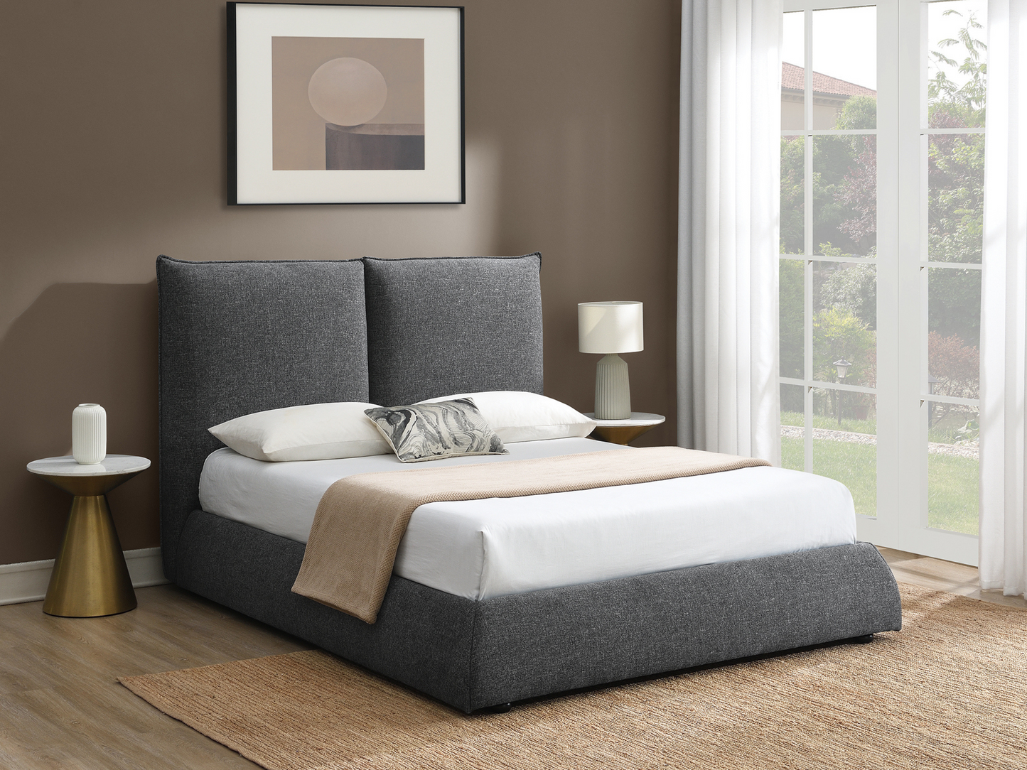Elsen Upholstered Bed - Charcoal - King