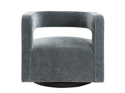 Lunar Stain-Resistant Fabric Swivel Chair - Charcoal