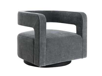 Lunar Stain-Resistant Fabric Swivel Chair - Charcoal