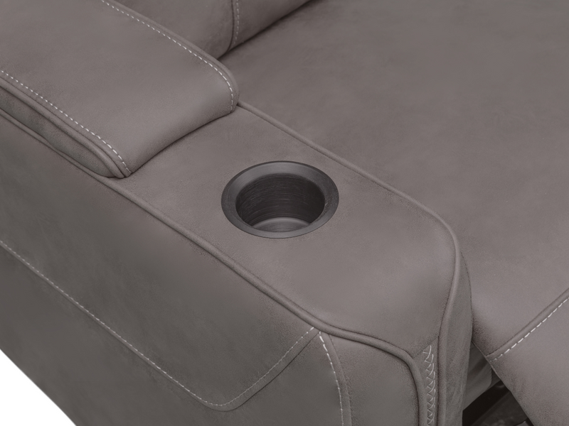 Avenger Fabric Power Reclining Sofa with Dropdown Table
